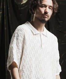 mhs2157- Crochet needle knitting polo shirt ポロシャツ