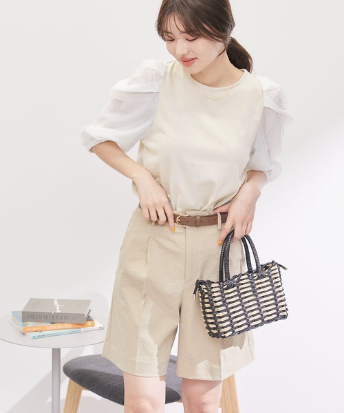 ROPE' PICNIC(ロペピクニック)の「袖異素材カットトップス(Tシャツ/カットソー・レディース・オフホワイト/ライトグレー/ブラック・38)」の20枚目の写真