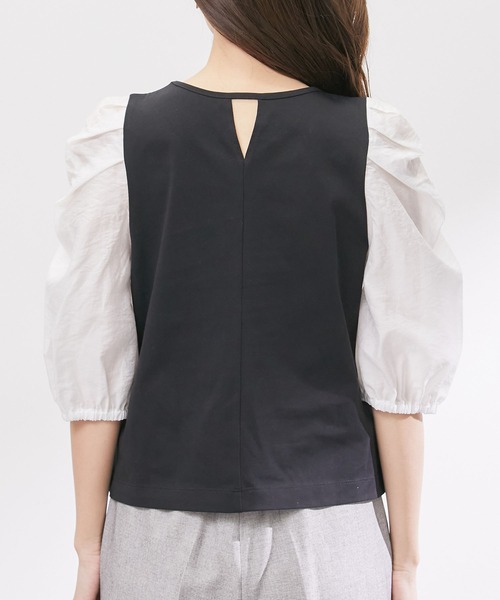 ROPE' PICNIC(ロペピクニック)の「袖異素材カットトップス(Tシャツ/カットソー・レディース・オフホワイト/ライトグレー/ブラック・38)」の17枚目の写真