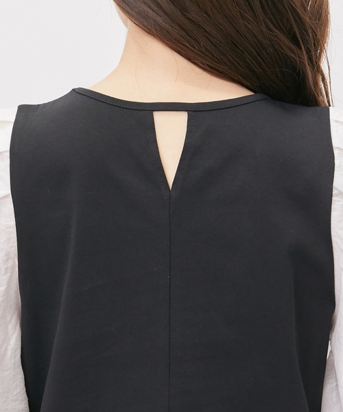 ROPE' PICNIC(ロペピクニック)の「袖異素材カットトップス(Tシャツ/カットソー・レディース・オフホワイト/ライトグレー/ブラック・38)」の7枚目の写真