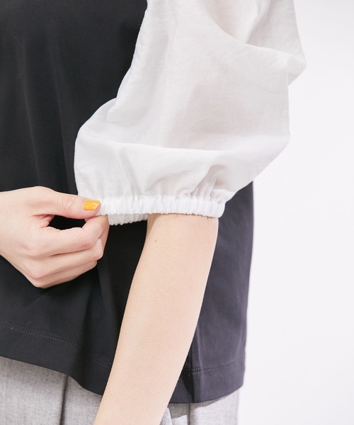 ROPE' PICNIC(ロペピクニック)の「袖異素材カットトップス(Tシャツ/カットソー・レディース・オフホワイト/ライトグレー/ブラック・38)」の11枚目の写真