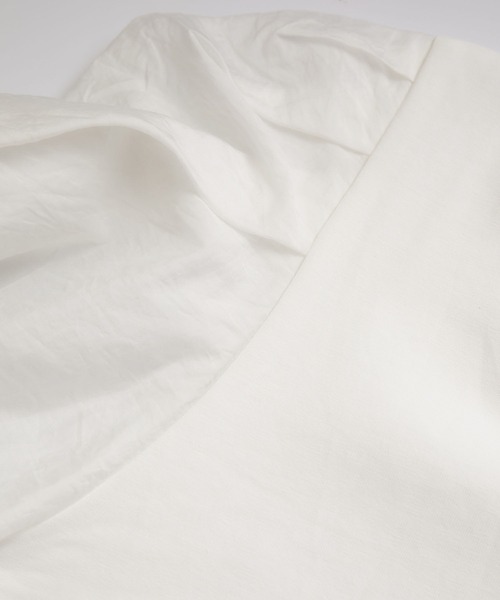 ROPE' PICNIC(ロペピクニック)の「袖異素材カットトップス(Tシャツ/カットソー・レディース・オフホワイト/ライトグレー/ブラック・38)」の6枚目の写真