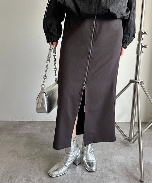 apres jour mignon（アプレジュールミニョン）の「ダブルジップナロースカート【ZOZOTOWN限定アイテム】（スカート・レディース・グリーン系その他/チャコールグレー/ブラック・SMALL/X-LARGE/MEDIUM）」の14枚目の写真