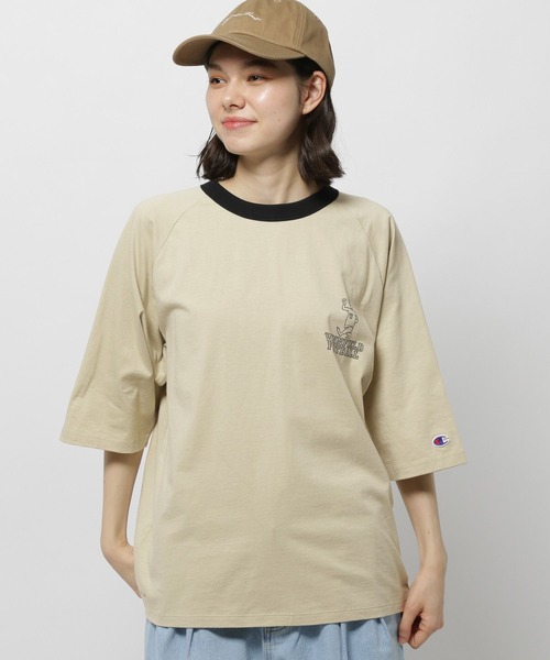 Champion（チャンピオン）の「【Champion(チャンピオン)】リンガ七分Ｔシャツ（Tシャツ/カットソー・レディース・ホワイト/グレー/ベージュ・MEDIUM/LARGE）」の3枚目の写真