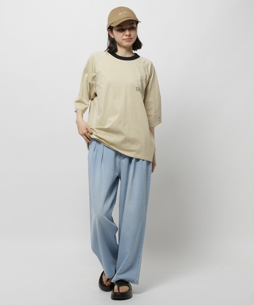 Champion（チャンピオン）の「【Champion(チャンピオン)】リンガ七分Ｔシャツ（Tシャツ/カットソー・レディース・ホワイト/グレー/ベージュ・MEDIUM/LARGE）」の9枚目の写真