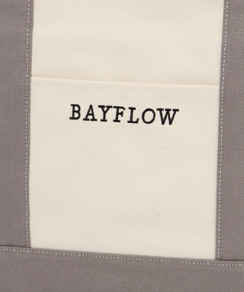 BAYFLOW（ベイフロー）の「[旅行やマザーズバッグに]ショルダーZIPロゴトート Lサイズ（トートバッグ・レディース・グレー/ブラック系/ベージュ・FREE）」の8枚目の写真