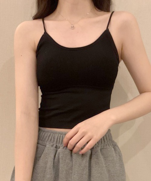 Lace Ladies(レースレディース)の「コンパクト フィット カップ付き リブ キャミソール(キャミソール・レディース・グレー/ブラック/ホワイト・FREE)」の4枚目の写真