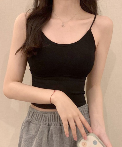 Lace Ladies(レースレディース)の「コンパクト フィット カップ付き リブ キャミソール(キャミソール・レディース・グレー/ブラック/ホワイト・FREE)」の5枚目の写真