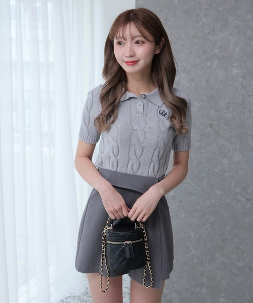 LIPSERVICE（リップサービス）の「LPケーブルポロニット（ニット/セーター・レディース・アイボリー/ブラック/グレー・FREE）」の17枚目の写真