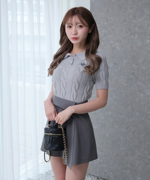 LIPSERVICE（リップサービス）の「LPケーブルポロニット（ニット/セーター・レディース・アイボリー/ブラック/グレー・FREE）」の16枚目の写真