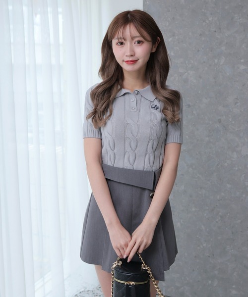 LIPSERVICE（リップサービス）の「LPケーブルポロニット（ニット/セーター・レディース・アイボリー/ブラック/グレー・FREE）」の15枚目の写真