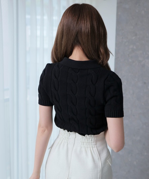 LIPSERVICE（リップサービス）の「LPケーブルポロニット（ニット/セーター・レディース・アイボリー/ブラック/グレー・FREE）」の11枚目の写真