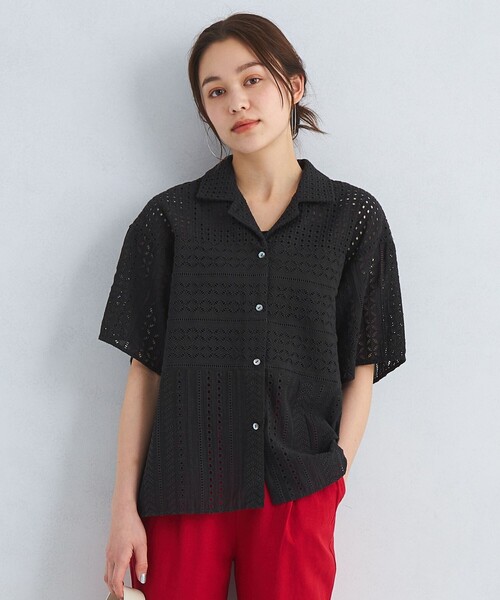 green label relaxing(グリーンレーベルリラクシング)の「ボイル レース シャツ(シャツ/ブラウス・レディース・ホワイト/ネイビー/ブラック・FREE)」の15枚目の写真