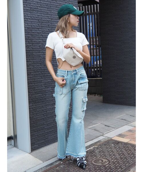 EVRIS（エヴリス）の「サイドチェーンショートトップス（Tシャツ/カットソー・レディース・グレー/ブラック/ホワイト・FREE）」の12枚目の写真