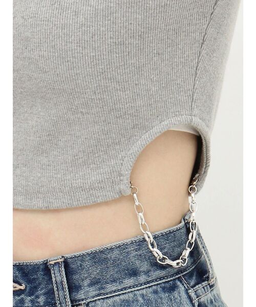 EVRIS（エヴリス）の「サイドチェーンショートトップス（Tシャツ/カットソー・レディース・グレー/ブラック/ホワイト・FREE）」の19枚目の写真