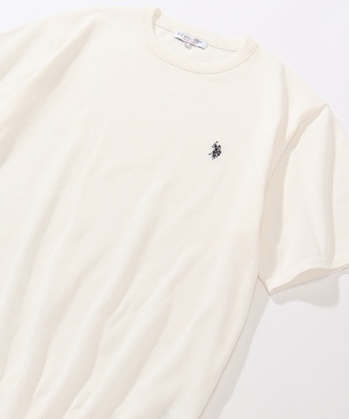 U.S. POLO ASSN.（ユーエスポロアッスン）の「【U.S. POLO ASSN./ユーエスポロアッスン】ワンポイント刺繍 クルーショートニットTシャツ（Tシャツ/カットソー・メンズ・ネイビー/ライトベージュ/ブラック/オフホワイト・M/L/LL）」の16枚目の写真
