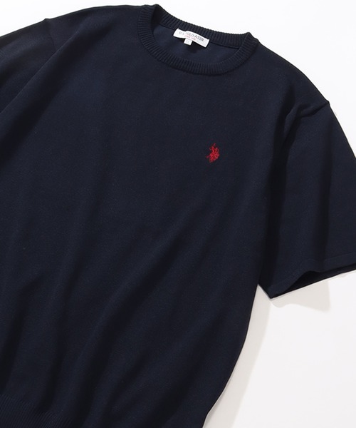 U.S. POLO ASSN.（ユーエスポロアッスン）の「【U.S. POLO ASSN./ユーエスポロアッスン】ワンポイント刺繍 クルーショートニットTシャツ（Tシャツ/カットソー・メンズ・ネイビー/ライトベージュ/ブラック/オフホワイト・M/L/LL）」の18枚目の写真