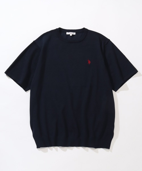 U.S. POLO ASSN.（ユーエスポロアッスン）の「【U.S. POLO ASSN./ユーエスポロアッスン】ワンポイント刺繍 クルーショートニットTシャツ（Tシャツ/カットソー・メンズ・ネイビー/ライトベージュ/ブラック/オフホワイト・M/L/LL）」の9枚目の写真