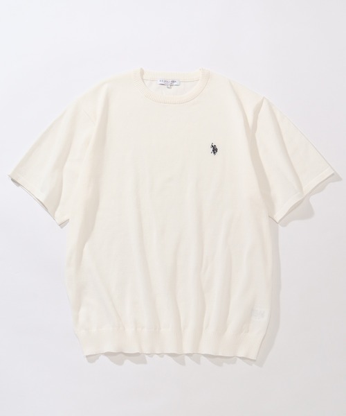 U.S. POLO ASSN.（ユーエスポロアッスン）の「【U.S. POLO ASSN./ユーエスポロアッスン】ワンポイント刺繍 クルーショートニットTシャツ（Tシャツ/カットソー・メンズ・ネイビー/ライトベージュ/ブラック/オフホワイト・M/L/LL）」の7枚目の写真