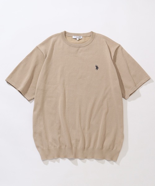 U.S. POLO ASSN.（ユーエスポロアッスン）の「【U.S. POLO ASSN./ユーエスポロアッスン】ワンポイント刺繍 クルーショートニットTシャツ（Tシャツ/カットソー・メンズ・ネイビー/ライトベージュ/ブラック/オフホワイト・M/L/LL）」の8枚目の写真