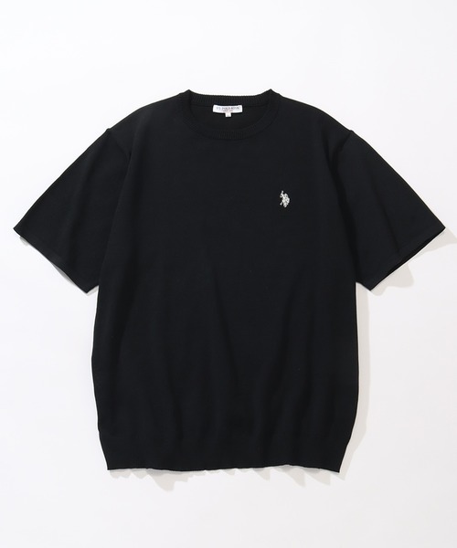 U.S. POLO ASSN.（ユーエスポロアッスン）の「【U.S. POLO ASSN./ユーエスポロアッスン】ワンポイント刺繍 クルーショートニットTシャツ（Tシャツ/カットソー・メンズ・ネイビー/ライトベージュ/ブラック/オフホワイト・M/L/LL）」の5枚目の写真