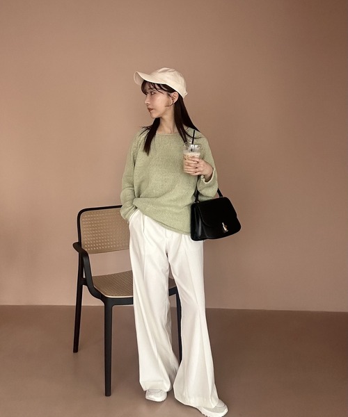 I_am(アイアム)の「stitch design round knit / ステッチデザインラウンドニット(ニット/セーター・レディース・グリーン系その他/ピンク/アイボリー・FREE)」の5枚目の写真