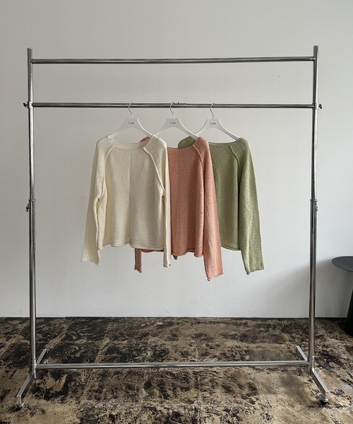 I_am(アイアム)の「stitch design round knit / ステッチデザインラウンドニット(ニット/セーター・レディース・グリーン系その他/ピンク/アイボリー・FREE)」の6枚目の写真