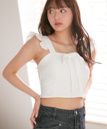 visage（ビサージュ）の「フロントリボン肩フリルブラウス（シャツ/ブラウス）」