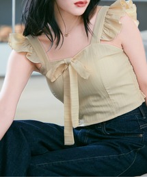 visage（ビサージュ）の「フロントリボン肩フリルブラウス（シャツ/ブラウス）」