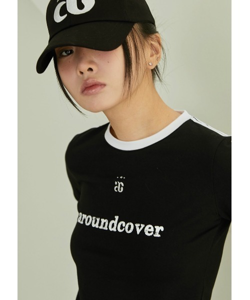 ACOVER(オコボ)の「A'GEM/9 × .kom 『ACOVER/オコボ』 Colored Tape Logo Star Crop Short-Sleeved T-shirt/テープロゴクロップ 半袖カットソー(Tシャツ/カットソー・レディース・ブラック/ホワイト・FREE)」の3枚目の写真