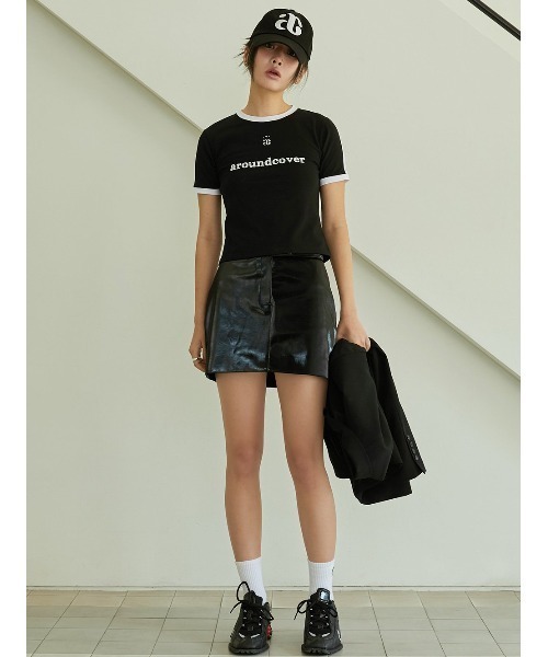 ACOVER(オコボ)の「A'GEM/9 × .kom 『ACOVER/オコボ』 Colored Tape Logo Star Crop Short-Sleeved T-shirt/テープロゴクロップ 半袖カットソー(Tシャツ/カットソー・レディース・ブラック/ホワイト・FREE)」の5枚目の写真
