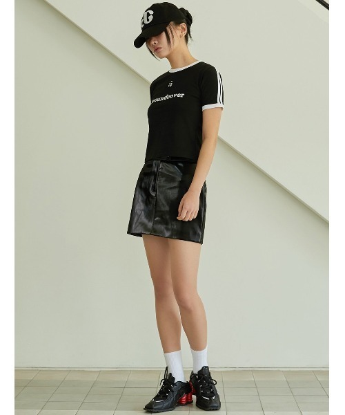 ACOVER(オコボ)の「A'GEM/9 × .kom 『ACOVER/オコボ』 Colored Tape Logo Star Crop Short-Sleeved T-shirt/テープロゴクロップ 半袖カットソー(Tシャツ/カットソー・レディース・ブラック/ホワイト・FREE)」の6枚目の写真