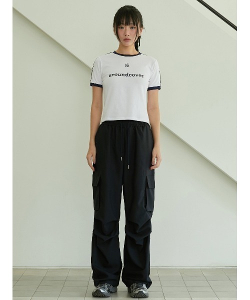 ACOVER(オコボ)の「A'GEM/9 × .kom 『ACOVER/オコボ』 Colored Tape Logo Star Crop Short-Sleeved T-shirt/テープロゴクロップ 半袖カットソー(Tシャツ/カットソー・レディース・ブラック/ホワイト・FREE)」の10枚目の写真