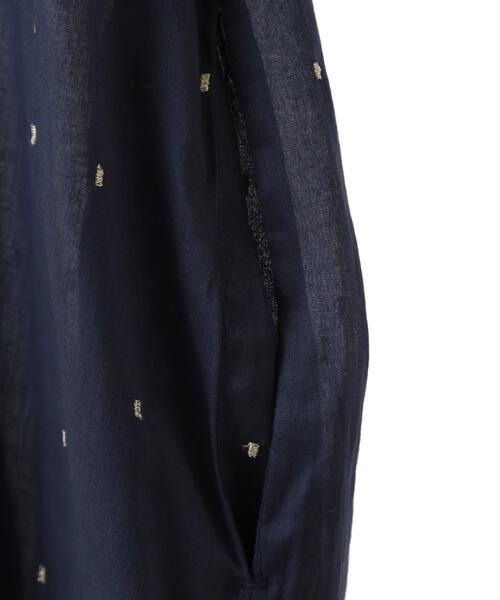 Soffittoドット刺繍バックオープンワンピース ブラック×ゴールド SOFFITTO｜ドット刺繍バックオープンワンピース | Rakuten