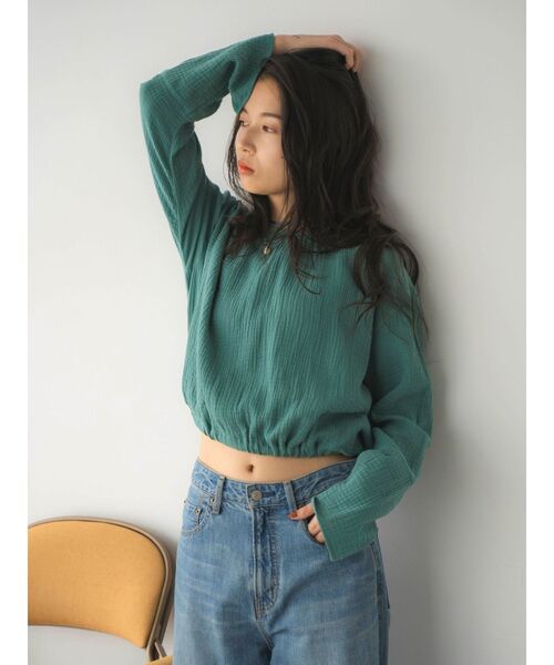 Ungrid（アングリッド）の「ショート丈ブラウス（シャツ/ブラウス・レディース・オフホワイト/オレンジ/グリーン・FREE）」の3枚目の写真