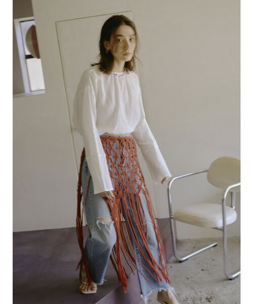 Ungrid（アングリッド）の「ショート丈ブラウス（シャツ/ブラウス・レディース・オフホワイト/オレンジ/グリーン・FREE）」の9枚目の写真