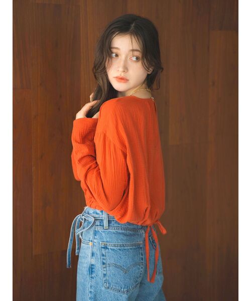 Ungrid（アングリッド）の「ショート丈ブラウス（シャツ/ブラウス・レディース・オフホワイト/オレンジ/グリーン・FREE）」の6枚目の写真