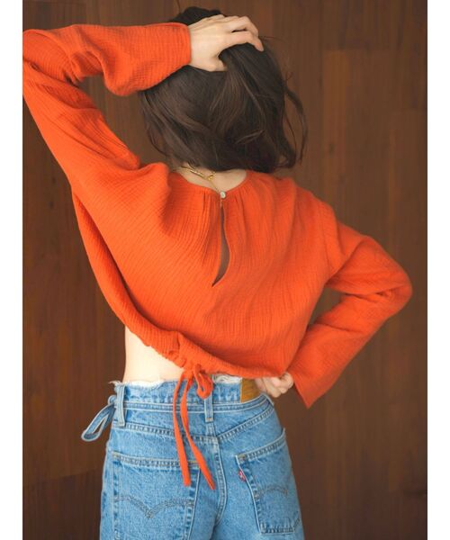 Ungrid（アングリッド）の「ショート丈ブラウス（シャツ/ブラウス・レディース・オフホワイト/オレンジ/グリーン・FREE）」の5枚目の写真