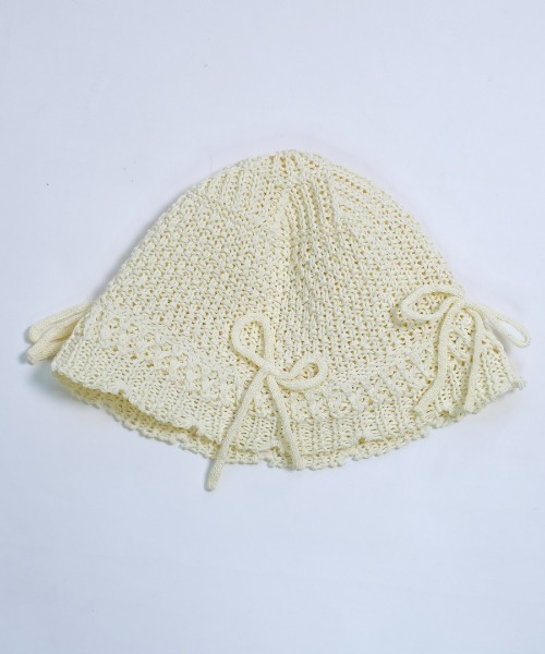 shopnikoniko（ショップニコニコ）の「リボン クロシェ編み ペーパーハット（ハット・レディース・ホワイト/ベージュ・フリー）」の11枚目の写真