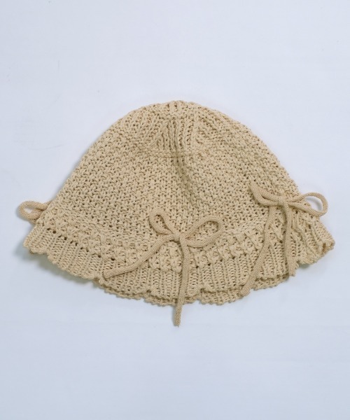 shopnikoniko（ショップニコニコ）の「リボン クロシェ編み ペーパーハット（ハット・レディース・ホワイト/ベージュ・フリー）」の12枚目の写真