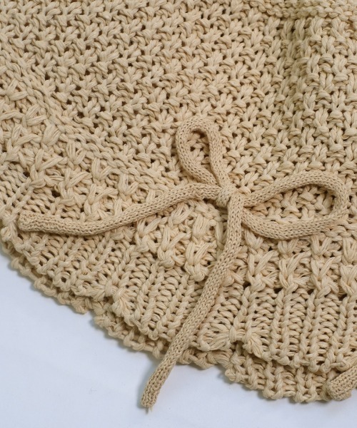 shopnikoniko（ショップニコニコ）の「リボン クロシェ編み ペーパーハット（ハット・レディース・ホワイト/ベージュ・フリー）」の14枚目の写真