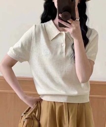 半袖ポロニット