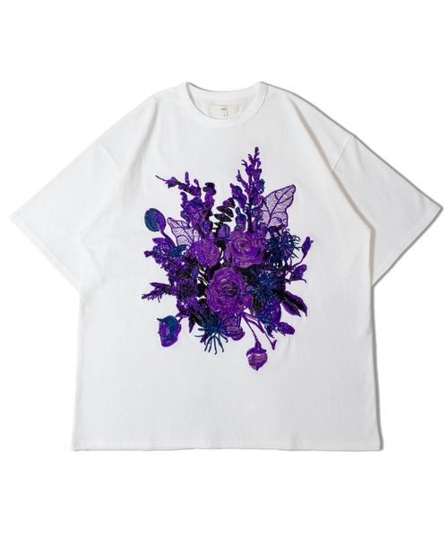 Revo.(レボ)の「REVO-フラワーエンブロイダリーSSTEE(Tシャツ/カットソー・メンズ・ホワイト/ブラック・M/L)」の3枚目の写真