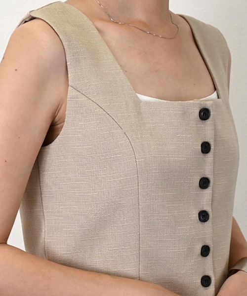 STYLEBLOCK（スタイルブロック）の「リネンタッチコンパクトトップス（シャツ/ブラウス・レディース・ブラウン/ベージュ/ブラック・M）」の8枚目の写真