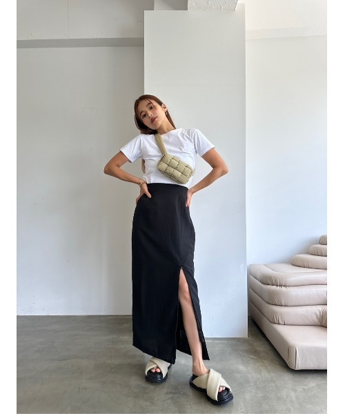 TRUNC（トランクエイティーエイト）の「Linen Like Cocoon Skirt（スカート・レディース・ブラック/アイボリー・FREE）」の20枚目の写真