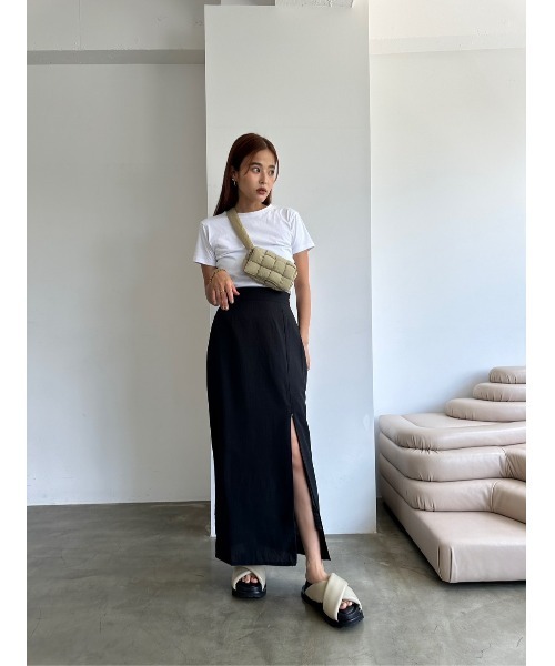 TRUNC（トランクエイティーエイト）の「Linen Like Cocoon Skirt（スカート・レディース・ブラック/アイボリー・FREE）」の18枚目の写真