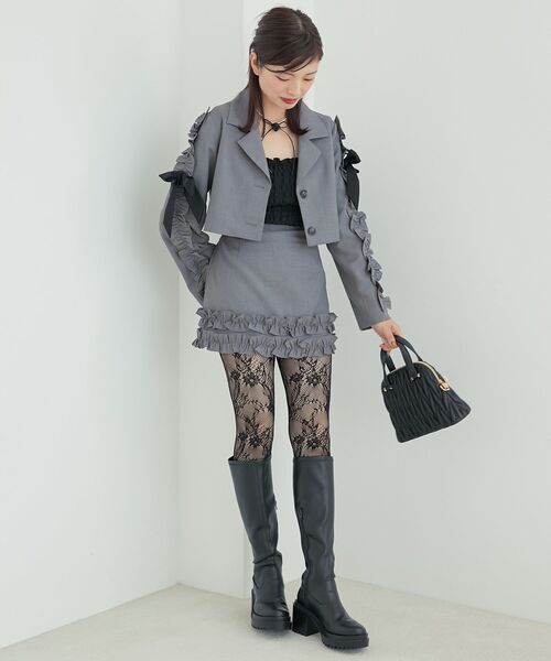 MAJESTIC LEGON(マジェスティックレゴン)の「ホイップフリルスカパン(その他パンツ・レディース・グレー/ブラック系その他/グレー系その他/ブラック・MEDIUM)」の8枚目の写真