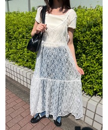 レースロングキャミワンピース