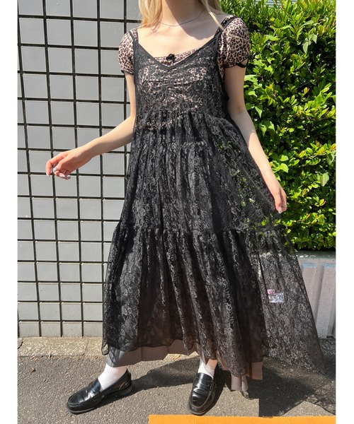 Sov. レース　ロング　ワンピース　キャミソール付 レースロングキャミワンピース（ワンピース）｜WC（ダブル シー