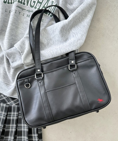 POLOCHAMPS(ポロチャンプス)の「【POLOCHAMPS/ポロチャンプス】別注 / スクールバッグ スクバ / SCHOOL BAG(トートバッグ・レディース・ブラウン/ブラック・FREE)」の1枚目の写真